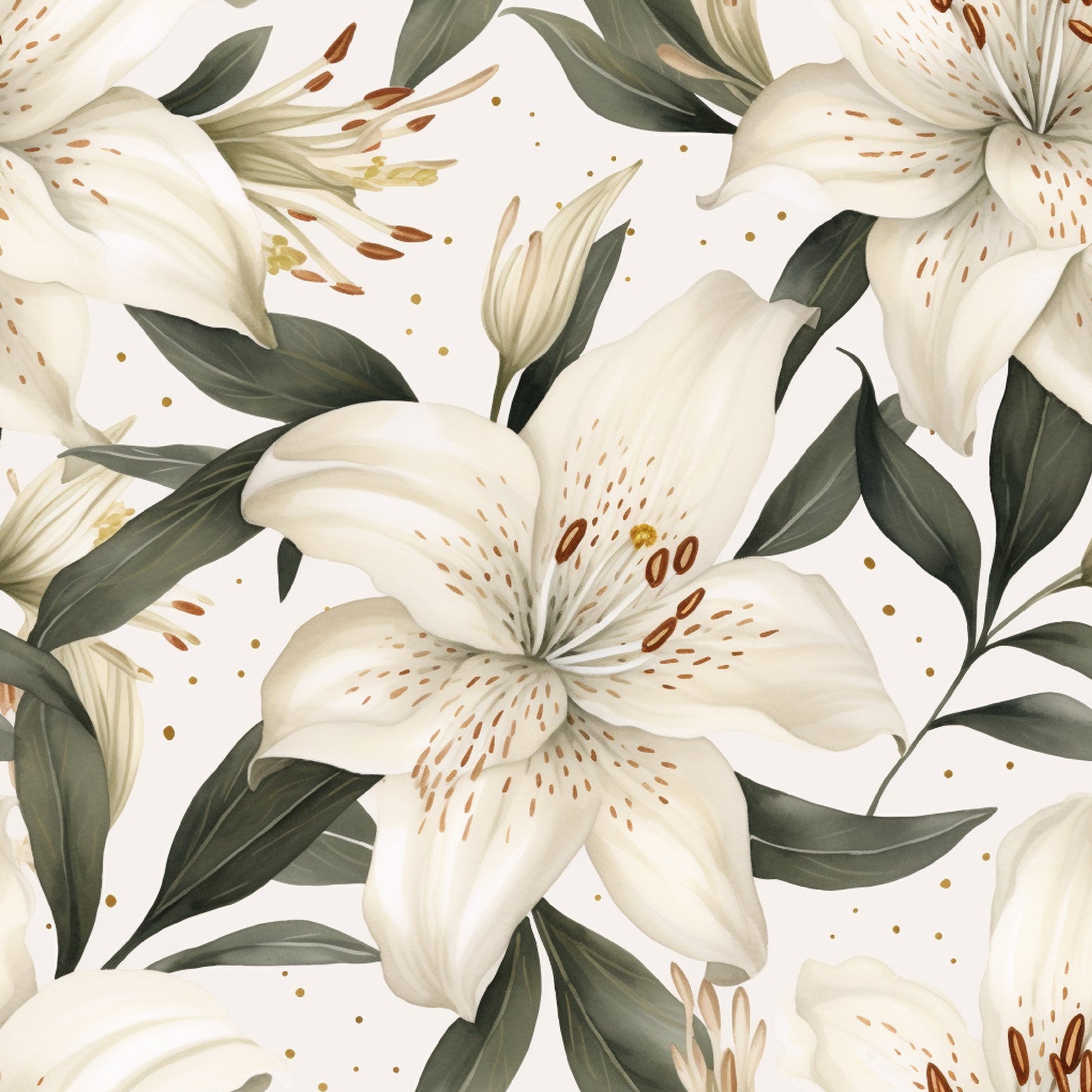 Stargazer Lily - Neutral Floral Wallpaper