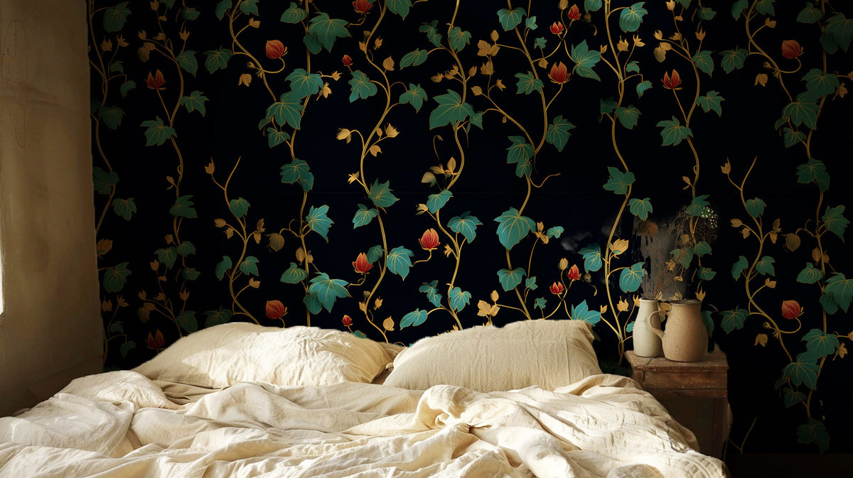 Folkloric Vines – Dark Botanical Peel and Stick Wallpaper