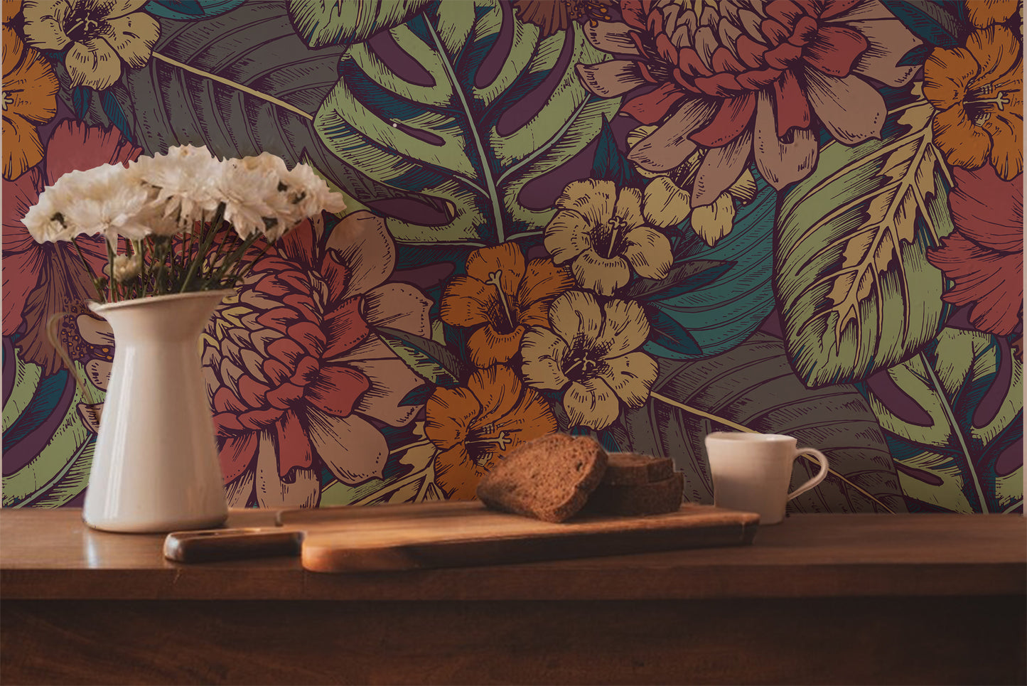 Tropical Floral Wallpaper