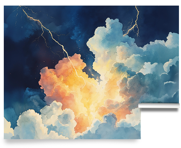 Dark Moody Cloudy Sky peel and Stick wallpaper mural