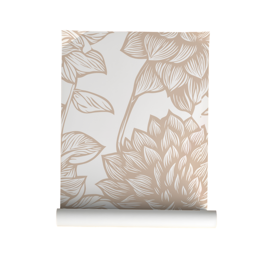 Lined Floral Wallpaper – Neutral Line Art Wallpaper