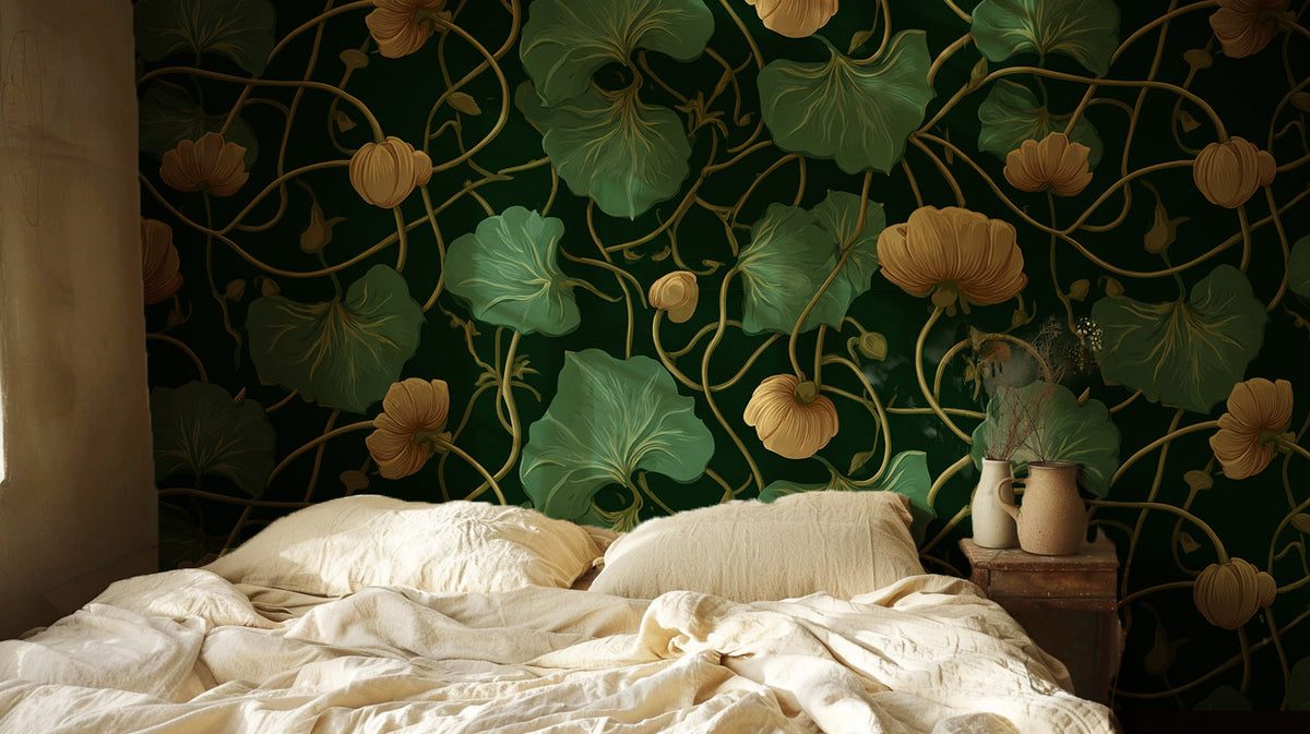 Hidden Garden Wallpaper – Dark Green Botanical Wallpaper