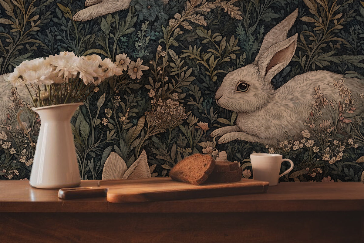 The Hare in the Forest - Woodland Rabbit Wallpaper