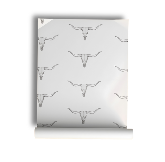 Longhorn Skull - Neutral Western Wallpaper