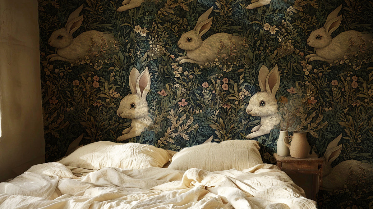 The Hare in the Forest - Woodland Rabbit Wallpaper