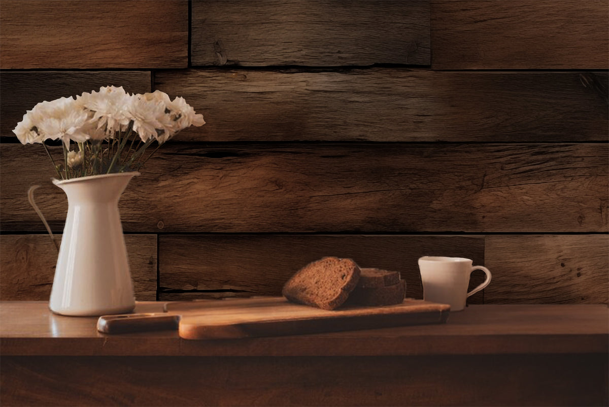 Dark oak wooden panel peel and stick wallpaper