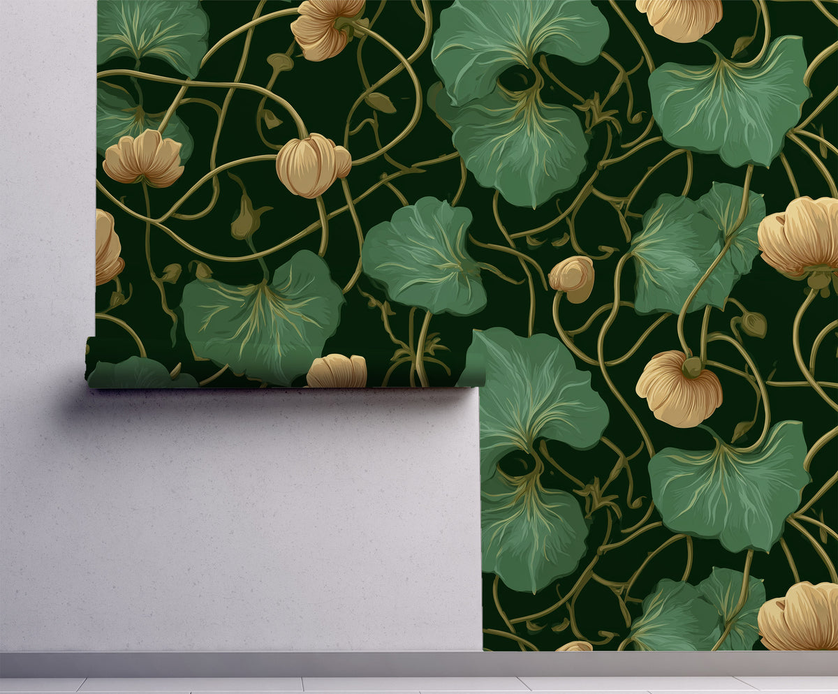 Hidden Garden Wallpaper – Dark Green Botanical Wallpaper
