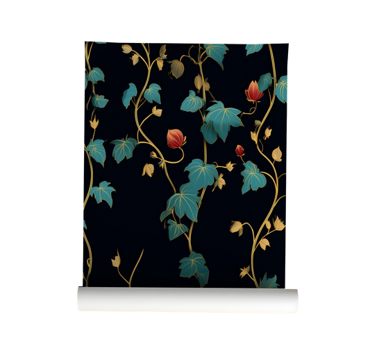 Folkloric Vines – Dark Botanical Peel and Stick Wallpaper
