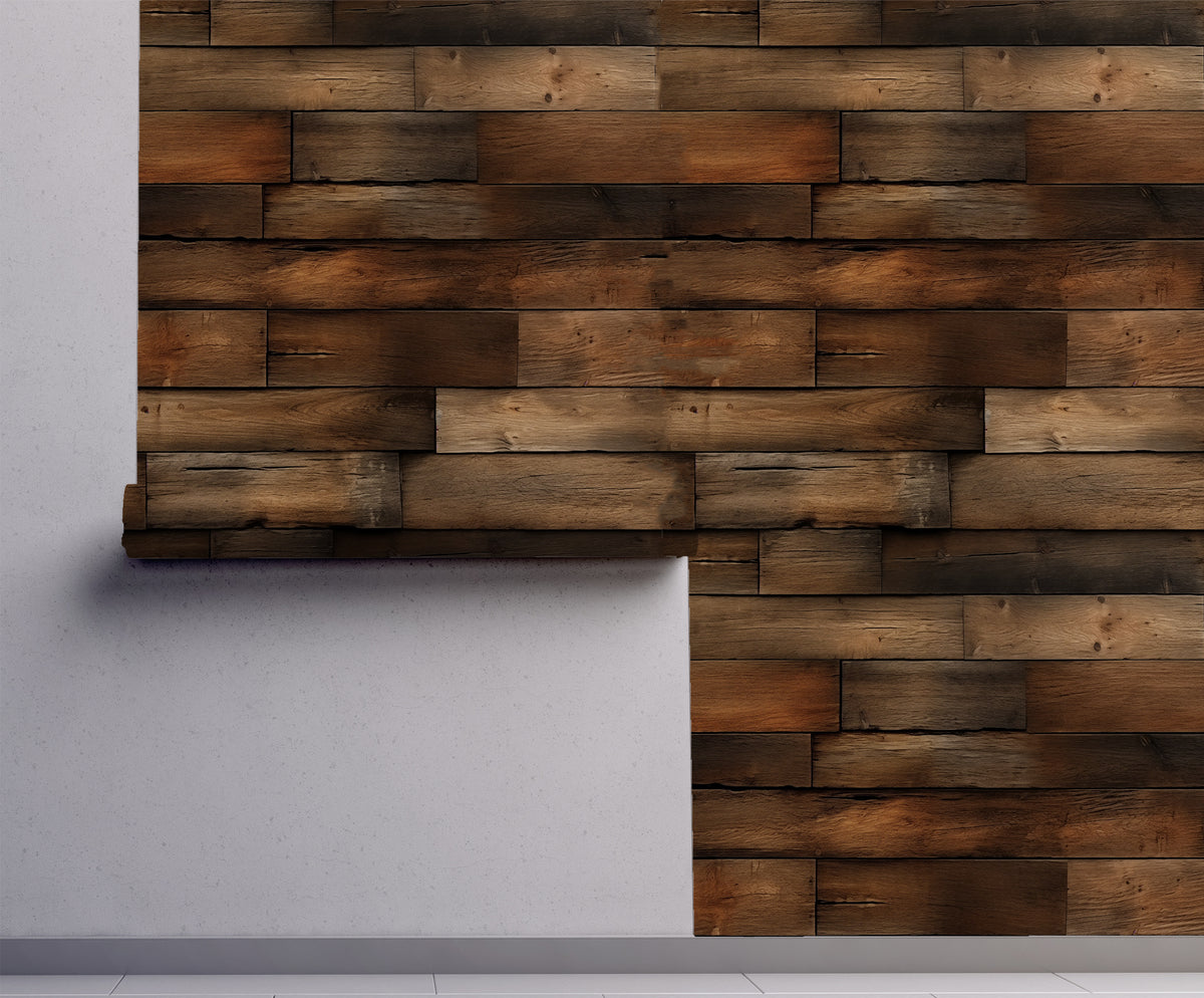 Dark oak wooden panel peel and stick wallpaper