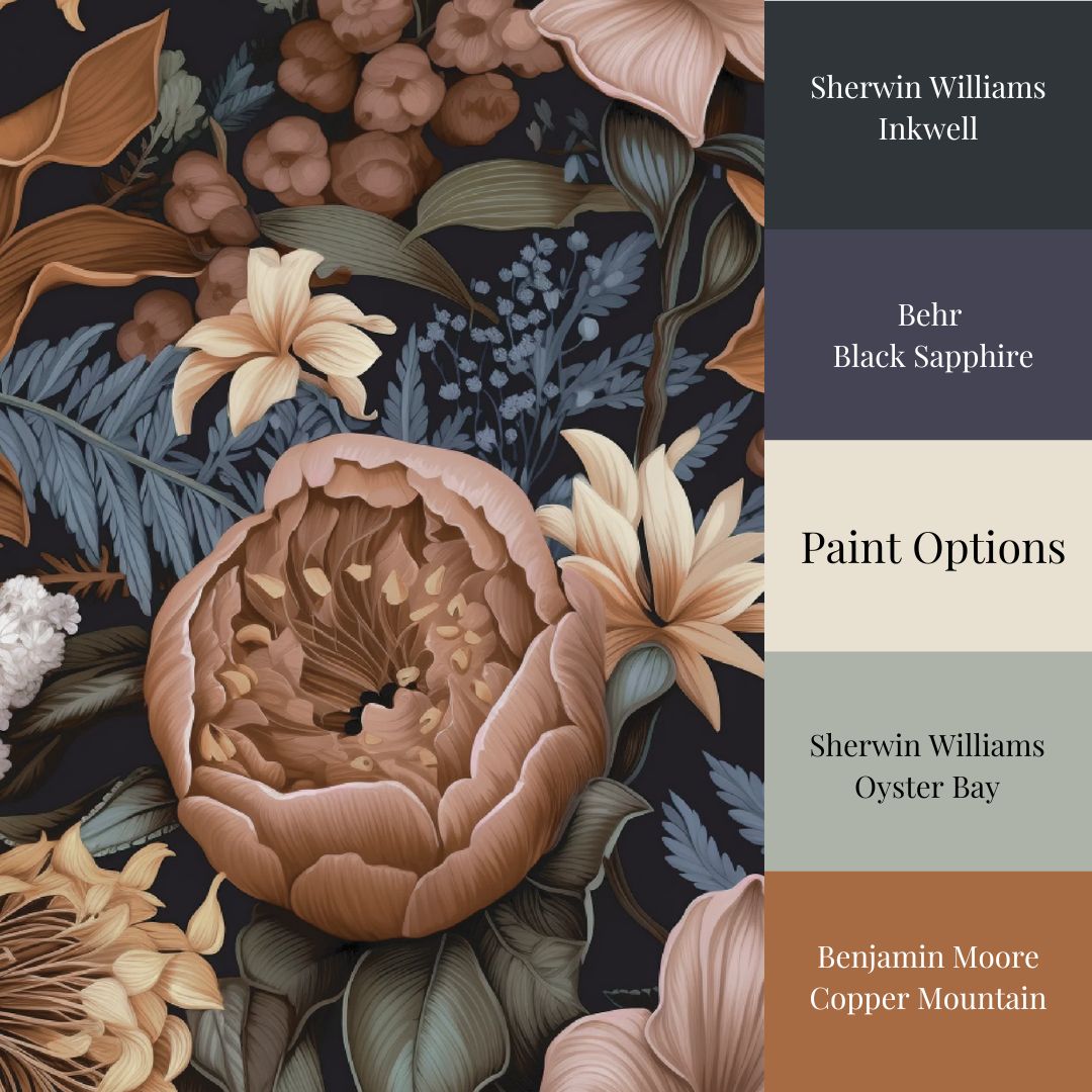 Vintage Meadow - Dark Moody Floral Wallpaper