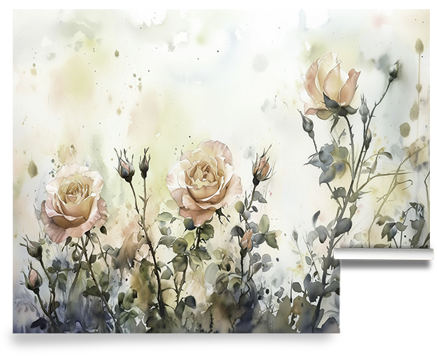 Watercolor painting of roses with a light background