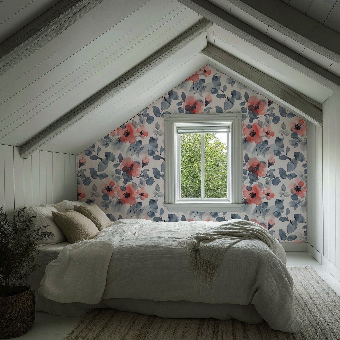 Ophelia - Blue Watercolor Floral Wallpaper