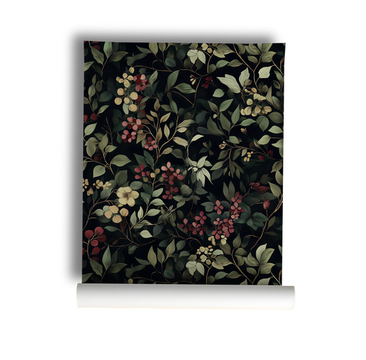 Shadowgarden - Dark Floral and Berry Wallpaper