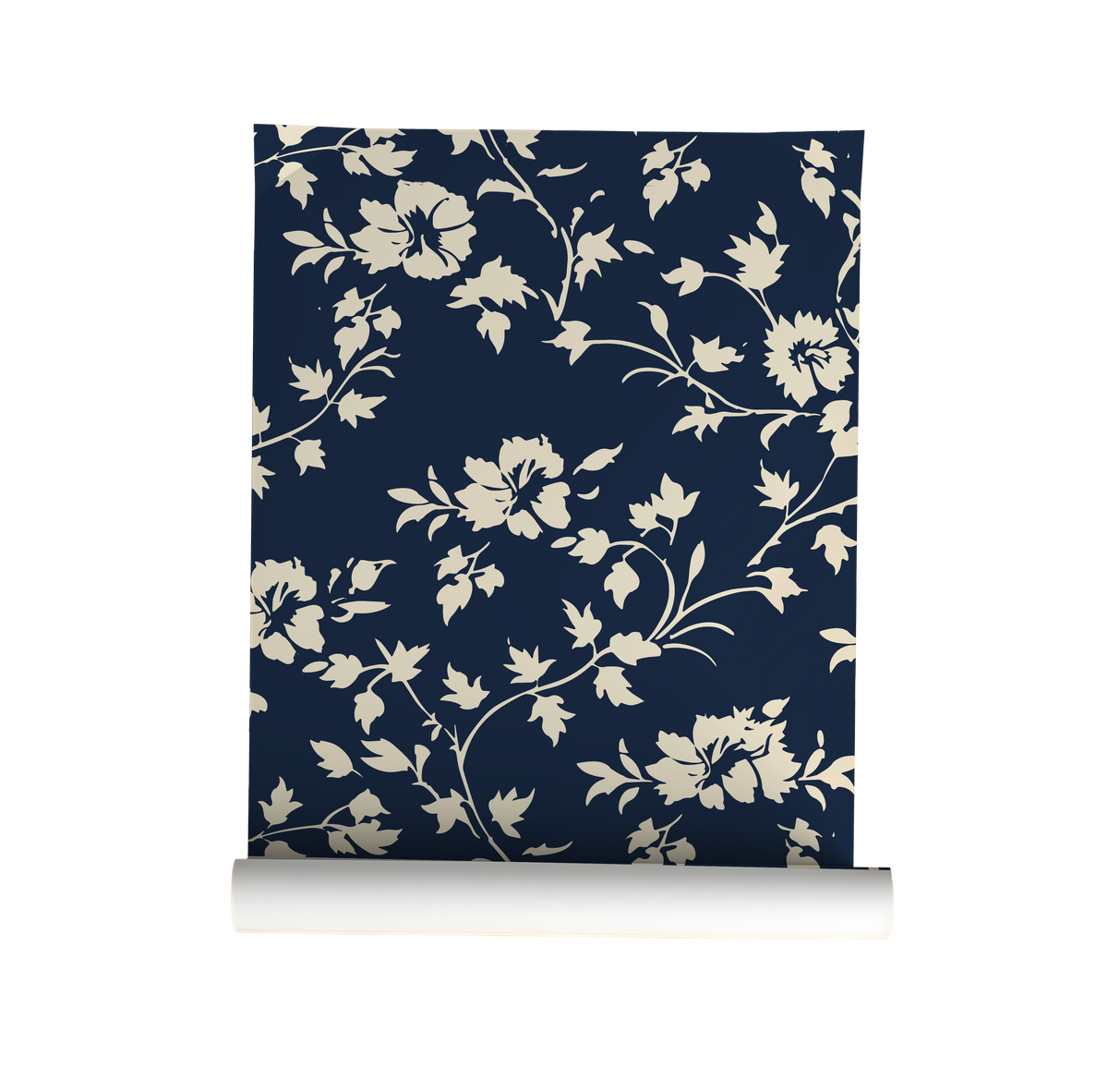 Navy Lace – Navy and Cream Floral Wallpaper