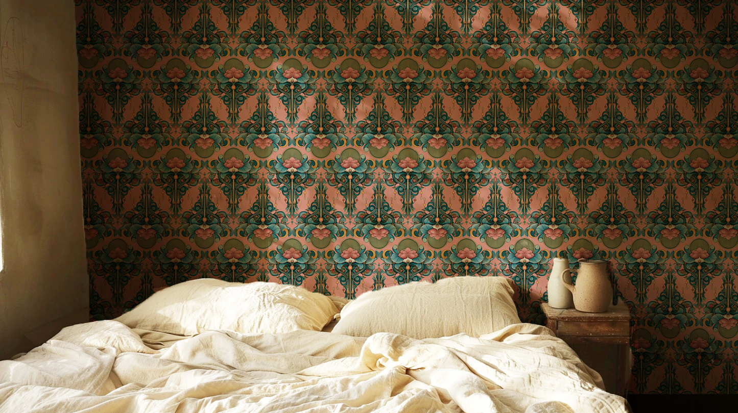 Art Nouveau Vintage Floral Wallpaper