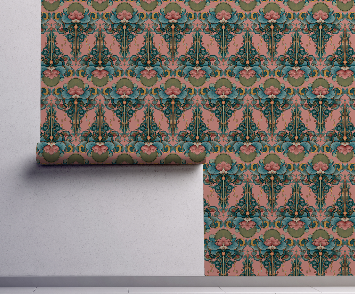 Art Nouveau Vintage Floral Wallpaper