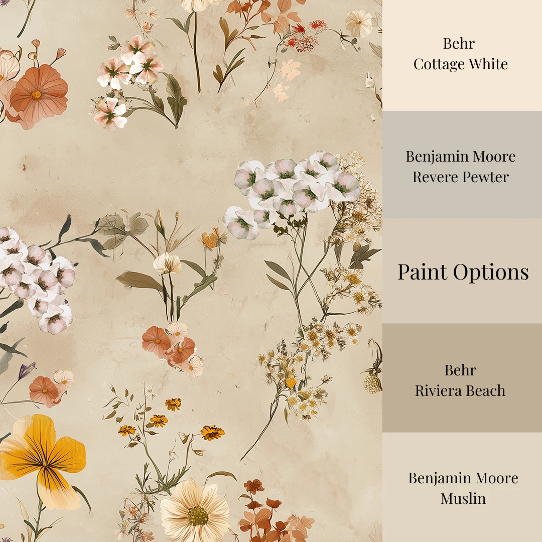 Late Bloom - Neutral Wildflower Wallpaper
