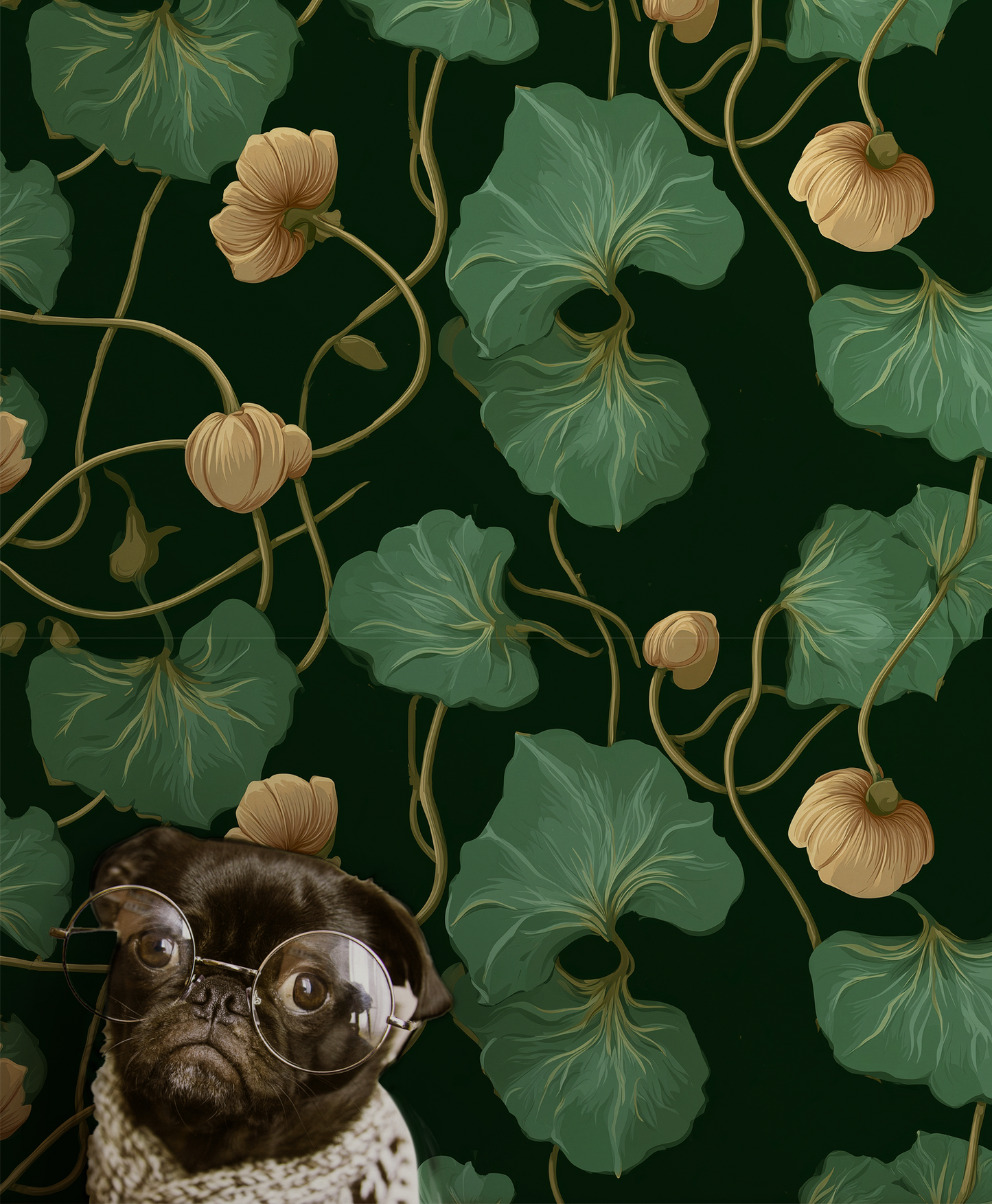 Hidden Garden Wallpaper – Dark Green Botanical Wallpaper