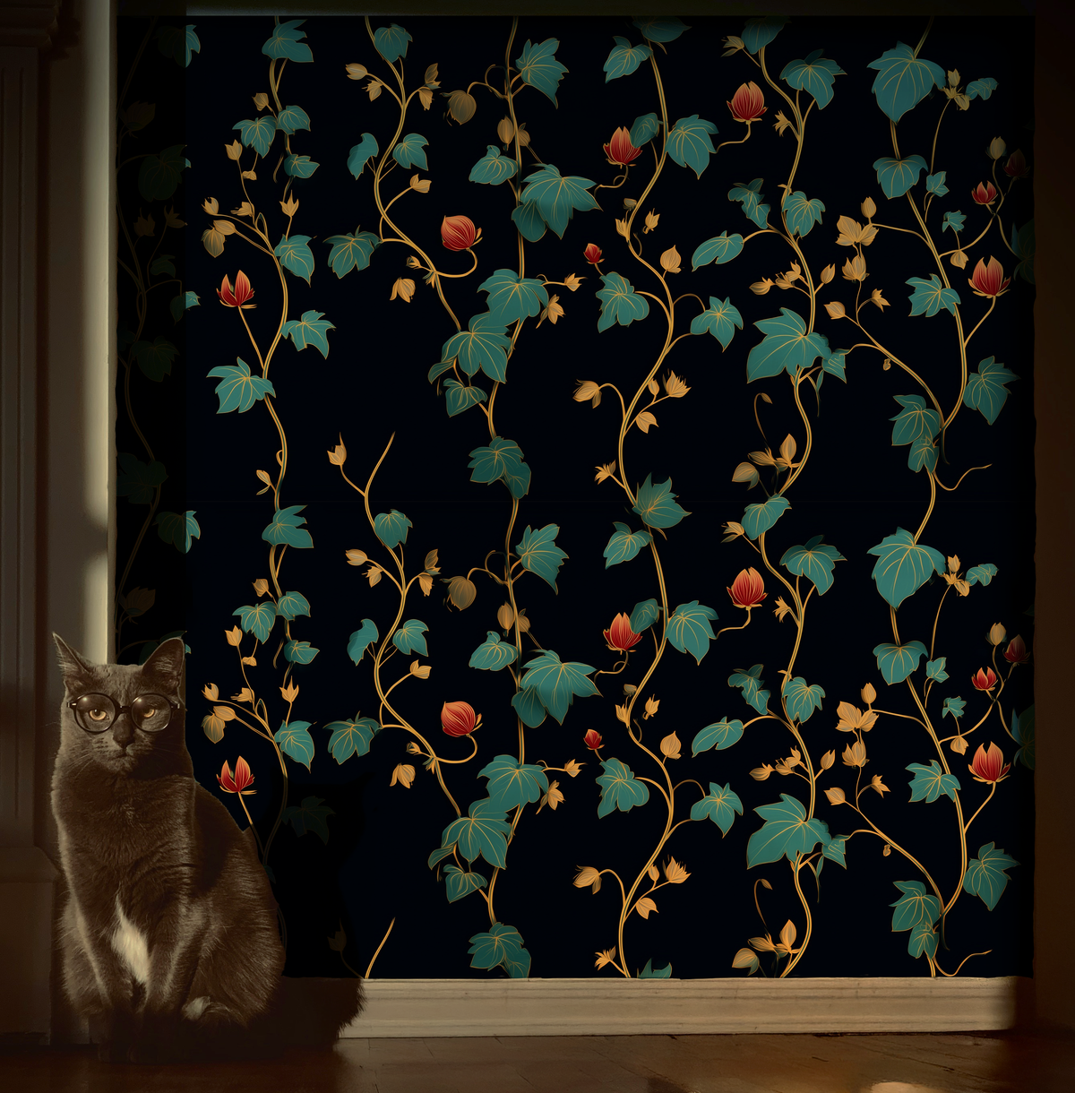 Folkloric Vines – Dark Botanical Peel and Stick Wallpaper