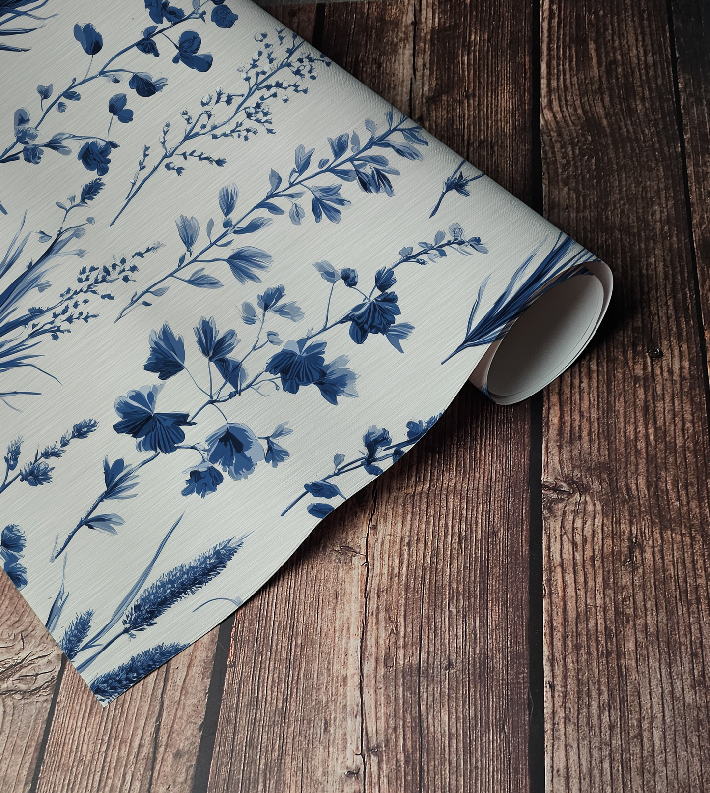 Soft Blue Floral Wallpaper – Delicate Botanical Design