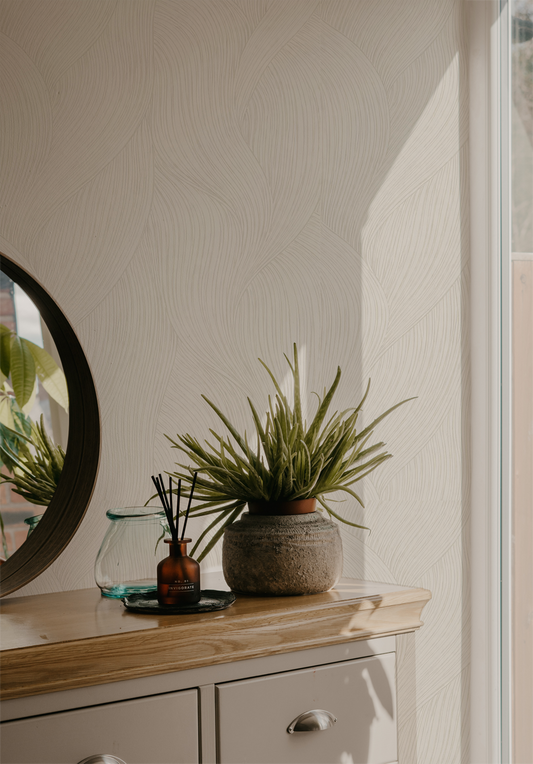 Textured Plaster Wallpaper – Neutral Faux Finish Wall Design