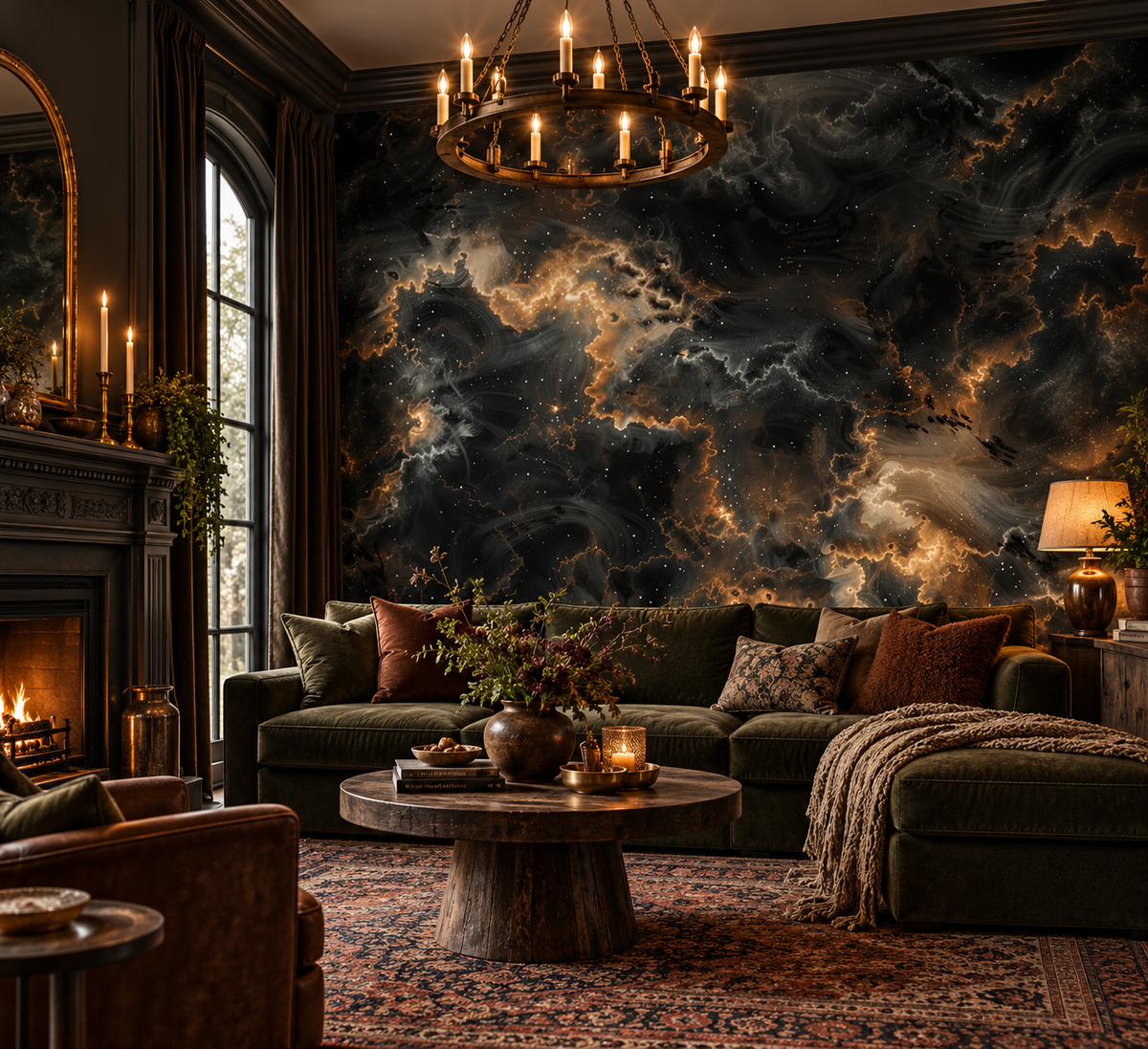 Cosmos – Black and Gold Galaxy Wallpaper Mural
