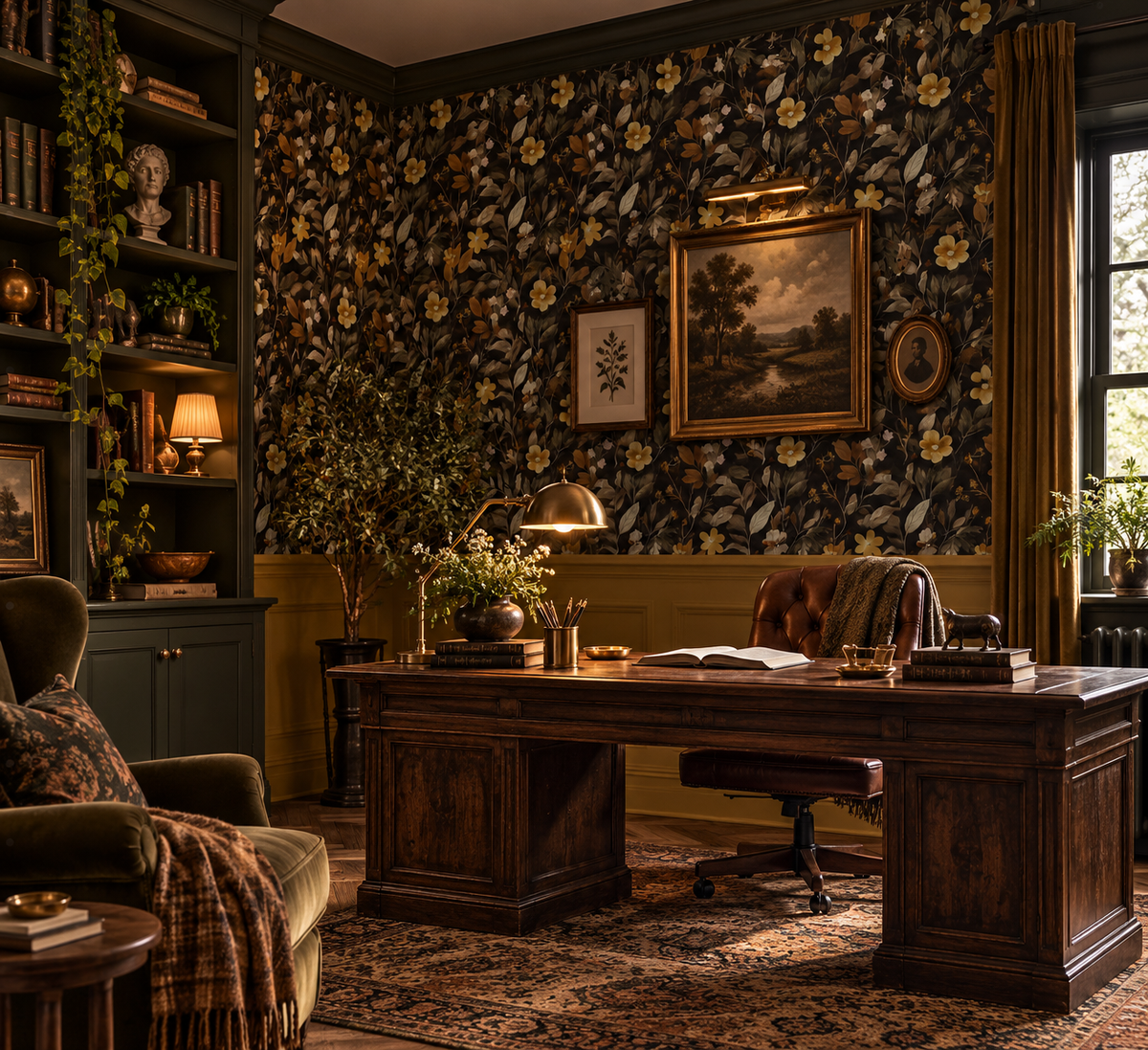 Emberwood Bloom - Dark Moody Floral Wallpaper