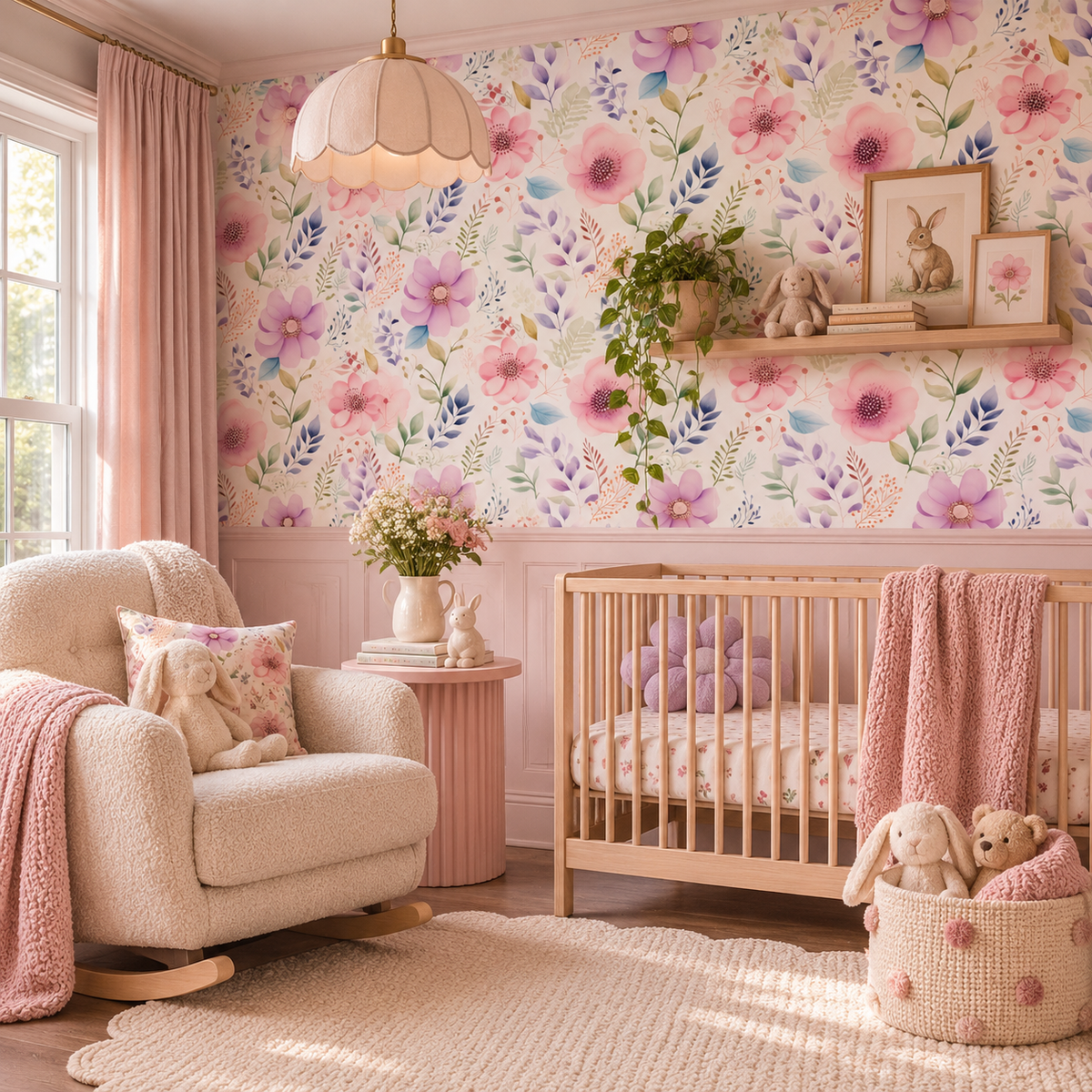 Blossom Whimsy - Watercolor Pink And Purple Floral Wallpaper