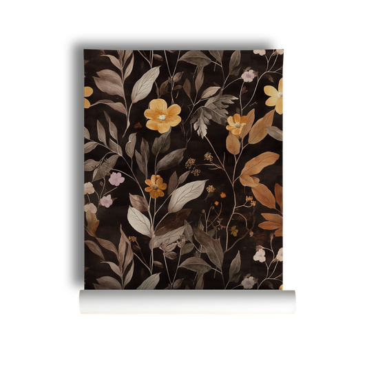 Emberwood Bloom - Dark Moody Floral Wallpaper