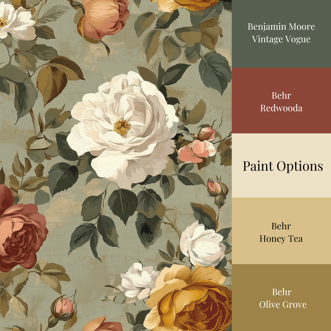 Heirloom Rose - Sage Floral Wallpaper