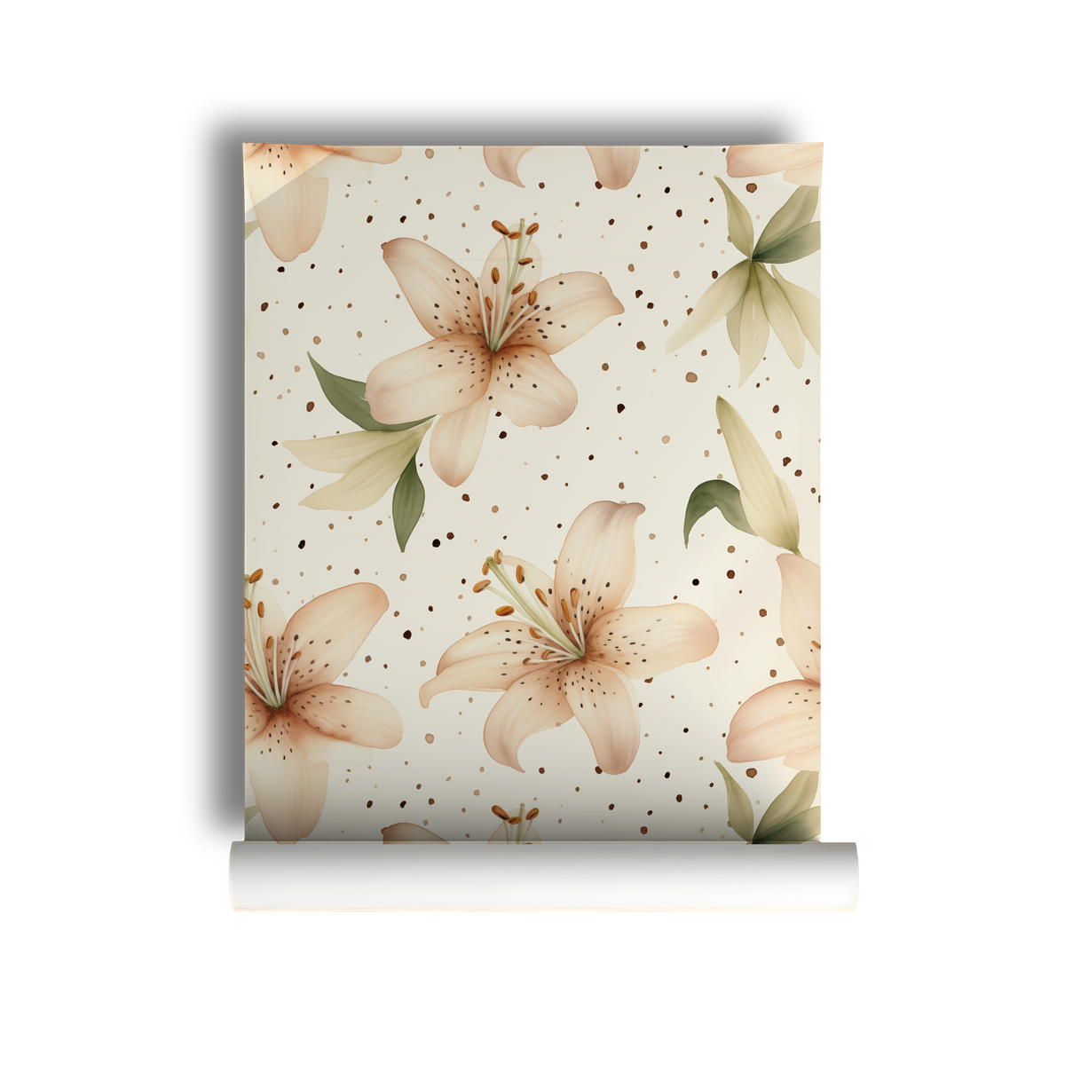 Peaches and Cream Lily Terrazzo - Watercolor Flowers Wallpaper