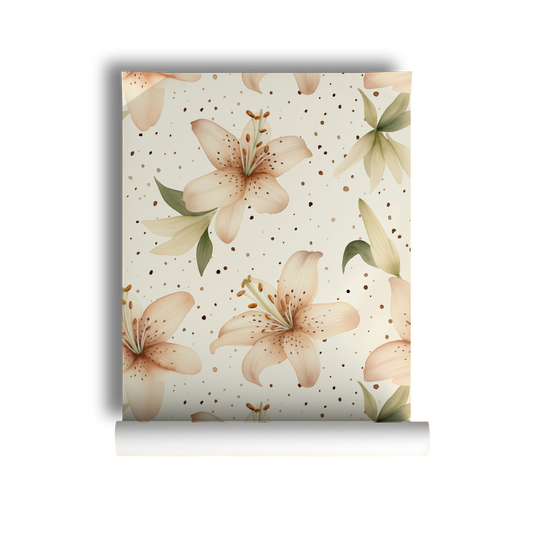 Peach Lily - Watercolor Flowers Wallpaper