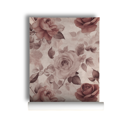 Rosewater Reverie - Pink and Red Floral Wallpaper