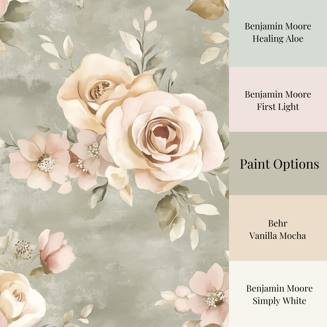 Sage & Rose - Soft Watercolor Floral Wallpaper