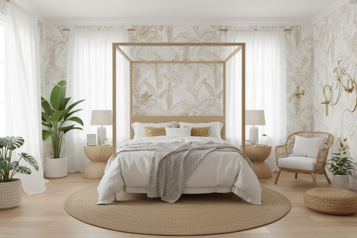Tropical Island Bedroom Mockup