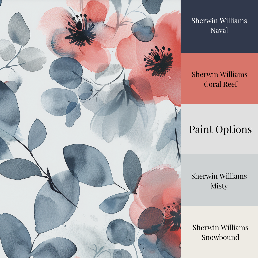 Ophelia - Blue Watercolor Floral Wallpaper