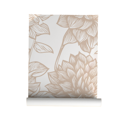 Lined Floral Wallpaper