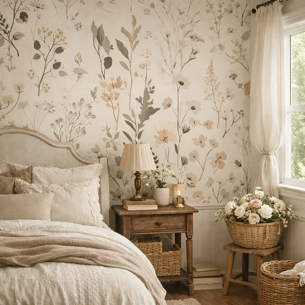 Wildflowers – Neutral Botanical Floral Wallpaper