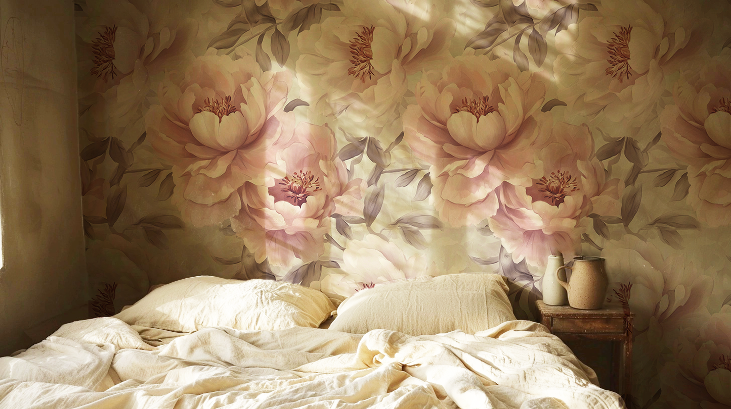 Fairytale Peonies – Pink Peony Floral Wallpaper