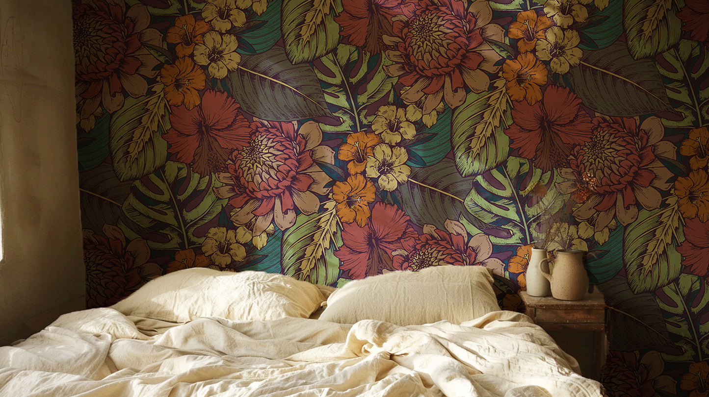Tropical Floral Wallpaper