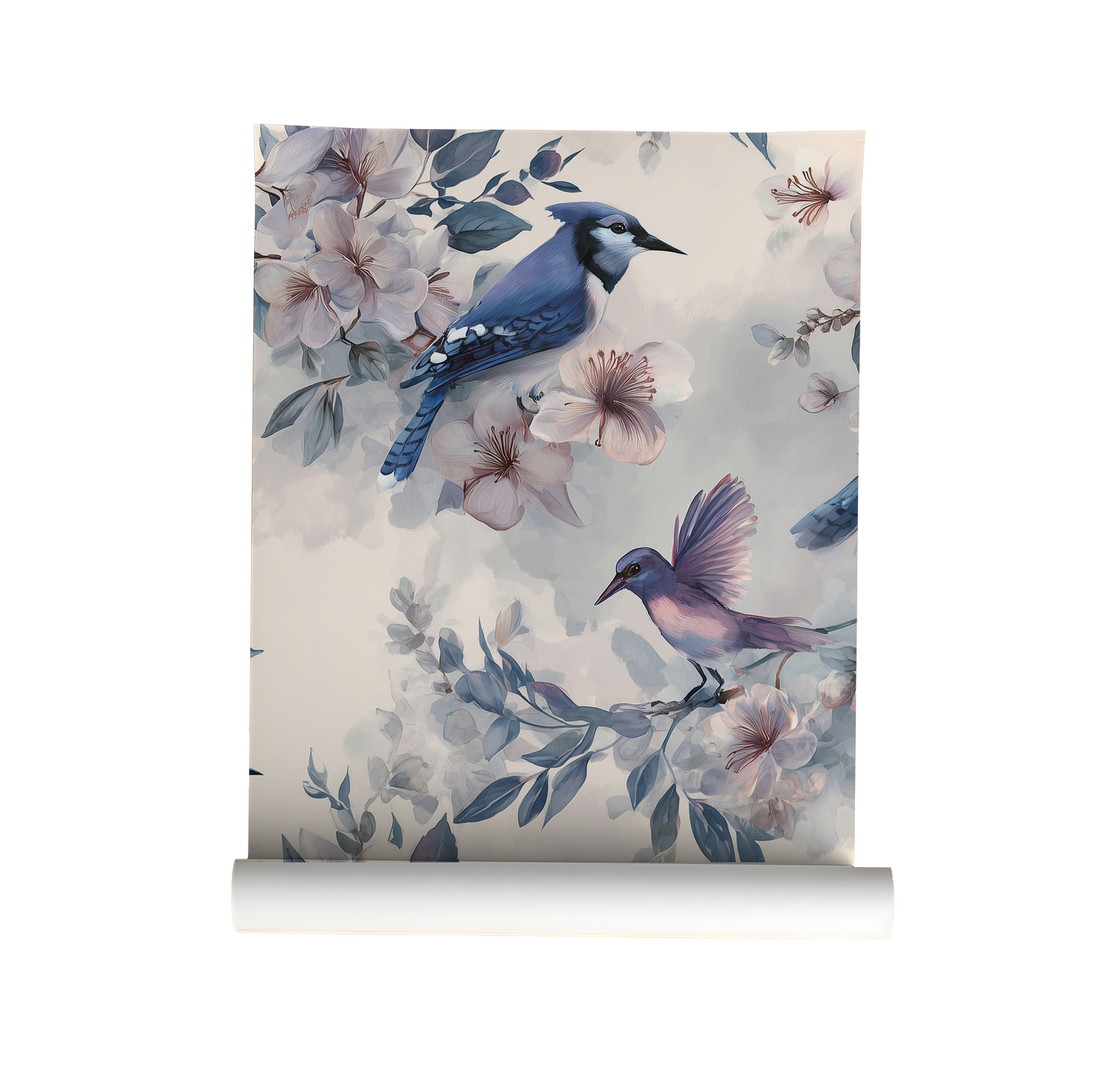 Blue Jay and Hummingbird Wallpaper