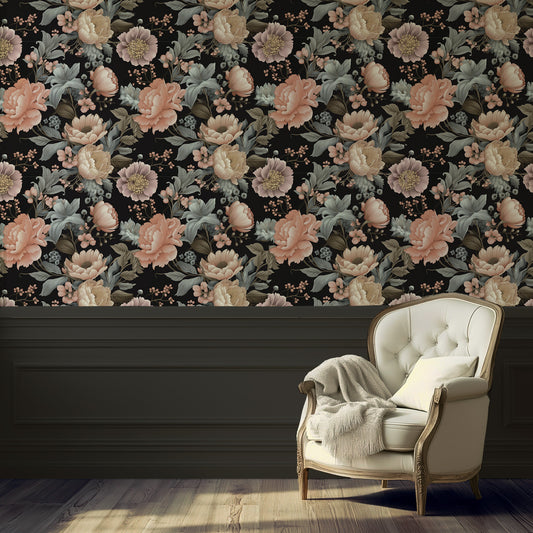 Twilight Blossom - Dark Moody Floral Wallpaper