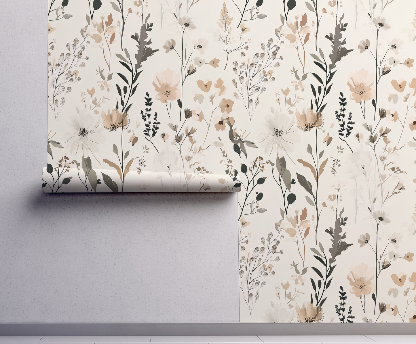 Wildflowers – Neutral Botanical Floral Wallpaper