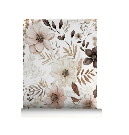 Soft Windflower - Ivory and Pink Wildflower Wallpaper