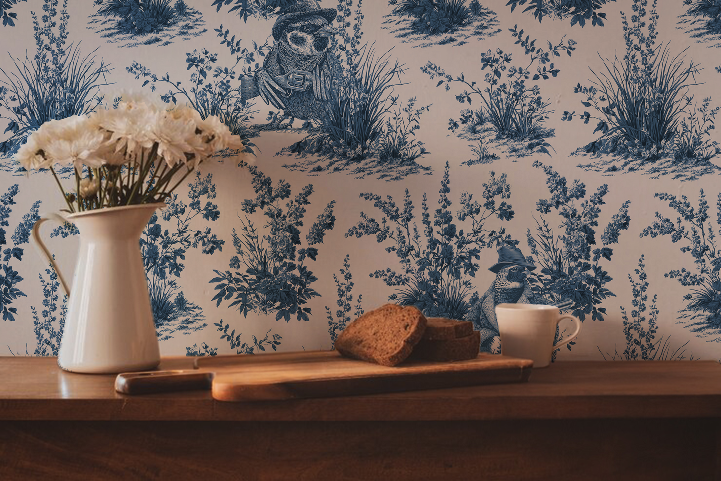 Western Toile de Jouy Wildlife Wallpaper