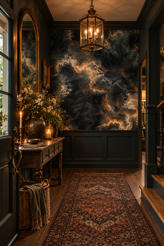 Cosmos – Black and Gold Galaxy Wallpaper Mural