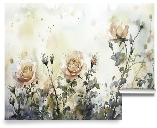 Watercolor painting of roses with a light background