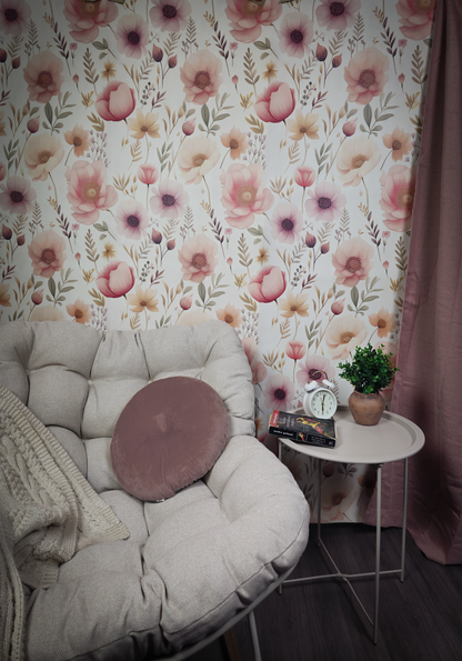 Whimsical Garden - Soft Watercolor Floral Wallpaper