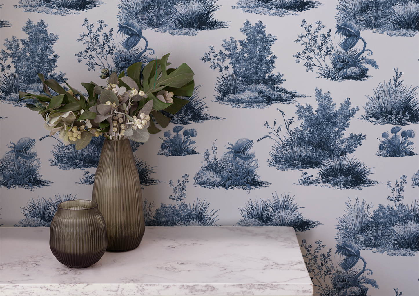 The Little Shop of Horrors Toile de Jouy Wallpaper