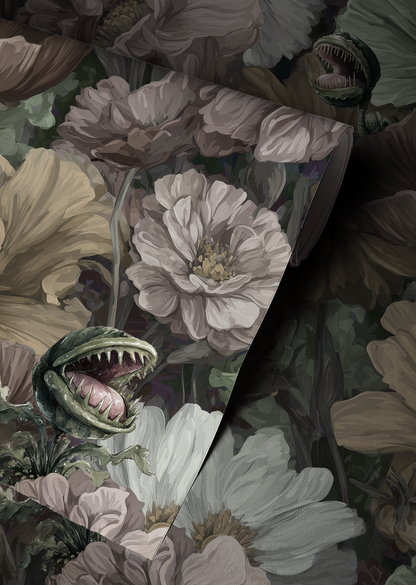 Venus Flytrap Garden – Gothic Floral Wallpaper